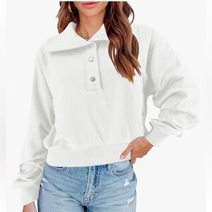 LAPEL COLLAR 3 SNAP BUTTON COTTON BLEND MID-WEIGHT SWEATSHIRT